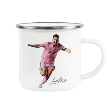 Lionel Messi inter miami jersey, Metallic enamel cup white 360ml