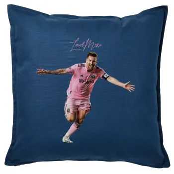 Lionel Messi inter miami jersey, Μαξιλάρι καναπέ Μπλε 100% βαμβάκι, περιέχεται το γέμισμα (50x50cm)