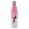 Μεταλλικό παγούρι θερμός Ροζ/Λευκό (Stainless steel), διπλού τοιχώματος, 500ml