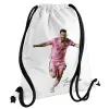 Τσάντα πλάτης πουγκί GYMBAG λευκή, με τσέπη (40x48cm) & χονδρά κορδόνια