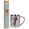 Easter Set, metallic thermal cup (300ml) & aromatic flat Easter candle (30cm) (TURQUOISE)