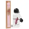 Easter Set, metallic aluminum bottle (500ml) & aromatic flat Easter candle (30cm) (PINK)