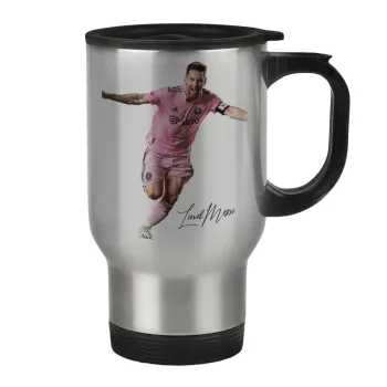 Lionel Messi inter miami jersey, Stainless steel travel mug with lid, double wall 450ml