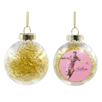 Lionel Messi inter miami jersey, Transparent Christmas tree ball ornament with gold filling 8cm