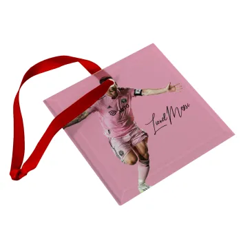 Lionel Messi inter miami jersey, Christmas ornament, glass square ornament 9x9cm