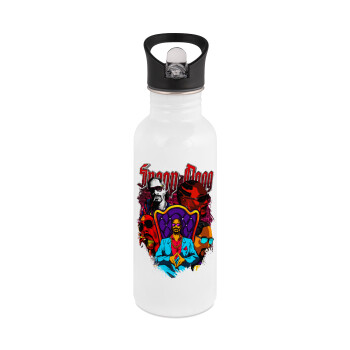 Snoop Dogg, White water bottle with straw, stainless steel 600ml