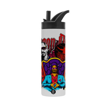 Snoop Dogg, Μεταλλικό παγούρι θερμός με καλαμάκι & χειρολαβή, ανοξείδωτο ατσάλι (Stainless steel 304), διπλού τοιχώματος, 600ml