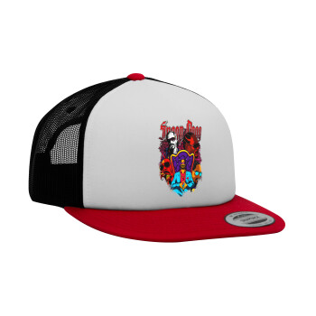 Snoop Dogg, Adult Foam Flat Snapback with Mesh Red-White-Black (POLYESTER, ADULT, UNISEX, ONE SIZE)