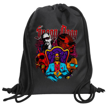 Snoop Dogg, Τσάντα πλάτης πουγκί GYMBAG Μαύρη, με τσέπη (40x48cm) & χονδρά κορδόνια