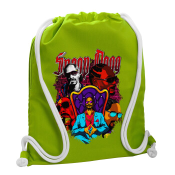 Snoop Dogg, Τσάντα πλάτης πουγκί GYMBAG LIME GREEN, με τσέπη (40x48cm) & χονδρά κορδόνια
