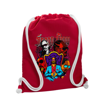 Snoop Dogg, Τσάντα πλάτης πουγκί GYMBAG Κόκκινη, με τσέπη (40x48cm) & χονδρά κορδόνια