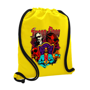 Snoop Dogg, Τσάντα πλάτης πουγκί GYMBAG Κίτρινη, με τσέπη (40x48cm) & χονδρά κορδόνια