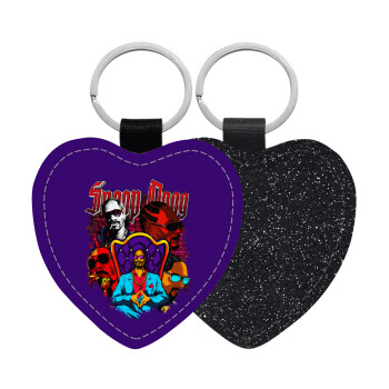 Snoop Dogg, Μπρελόκ PU δερμάτινο glitter καρδιά ΜΑΥΡΟ