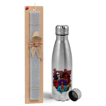 Snoop Dogg, Easter Set, metallic Inox water bottle (750ml) & aromatic flat Easter candle (30cm) (GRAY)