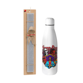 Snoop Dogg, Easter Set, metallic stainless thermos bottle (500ml) & scented flat Easter candle (30cm) (GRAY)