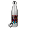 Μεταλλικό παγούρι θερμός Glitter Aσημένιο (Stainless steel), διπλού τοιχώματος, 500ml