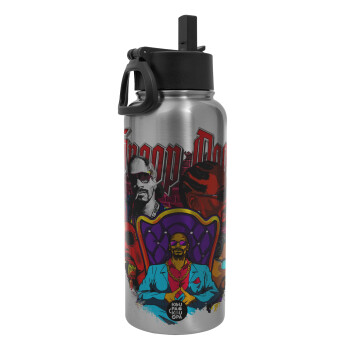Snoop Dogg, Metal mug thermo Silver with Straw and Spout Lid (Stainless steel), double wall, 950ml
