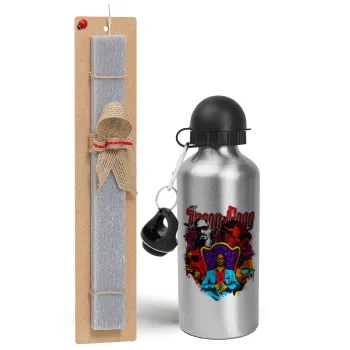 Snoop Dogg, Easter Set, metallic silver aluminum water bottle (500ml) & aromatic flat Easter candle (30cm) (GRAY)