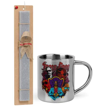 Snoop Dogg, Easter Set, metallic thermal cup (300ml) & Easter aromatic flat candle (30cm) (GRAY)