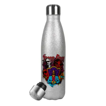 Snoop Dogg, Metallic Glitter Silver Thermos Flask (Stainless steel), double-walled, 500ml