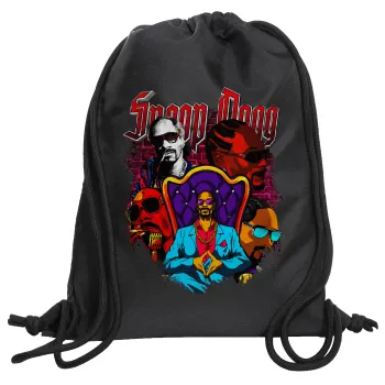Snoop Dogg, Backpack pouch GYMBAG Black, with pocket (40x48cm) & thick cords
