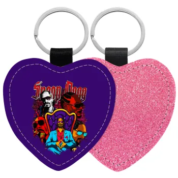 Snoop Dogg, Μπρελόκ PU δερμάτινο glitter καρδιά ΡΟΖ