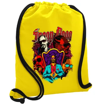 Snoop Dogg, Τσάντα πλάτης πουγκί GYMBAG Κίτρινη, με τσέπη (40x48cm) & χονδρά κορδόνια