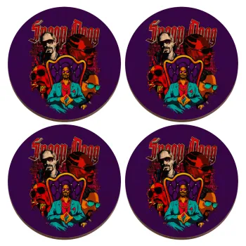 Snoop Dogg, ΣΕΤ x4 Σουβέρ ξύλινα στρογγυλά plywood (9cm)