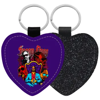 Snoop Dogg, Μπρελόκ PU δερμάτινο glitter καρδιά ΜΑΥΡΟ