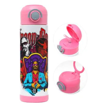 Snoop Dogg, Children's hot water bottle, stainless steel, with safety straw, PINK (500ml)