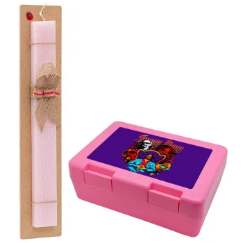 Snoop Dogg, Πασχαλινή Λαμπάδα με παιδικό δοχείο κολατσιού ΡΟΖ & κερί αρωματικό πλακέ (30cm) (ΡΟΖ)