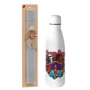 Snoop Dogg, Easter Set, metallic stainless thermos bottle (500ml) & scented flat Easter candle (30cm) (GRAY)