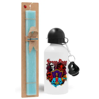Snoop Dogg, Easter Set, metallic aluminum water bottle (500ml) & scented flat candle (30cm) (TURQUOISE)