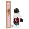 Easter Set, metallic aluminum bottle (500ml) & aromatic flat Easter candle (30cm) (PINK)