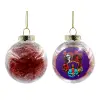 Transparent Christmas tree ball ornament with red filling 8cm
