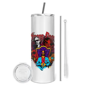 Snoop Dogg, Tumbler ποτήρι θερμό από ανοξείδωτο ατσάλι 600ml, με μεταλλικό καλαμάκι & βούρτσα καθαρισμού