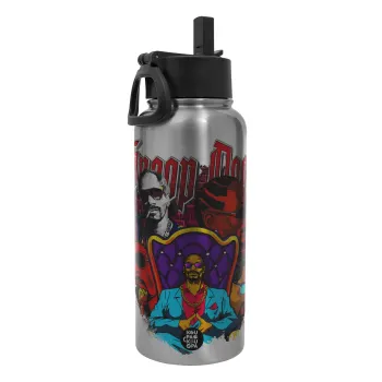 Snoop Dogg, Metal mug thermo Silver with Straw and Spout Lid (Stainless steel), double wall, 950ml