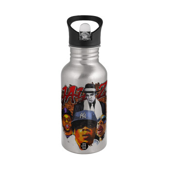 JAY-Z, Water bottle Silver with straw, stainless steel 500ml