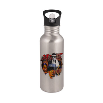 JAY-Z, Water bottle Silver with straw, stainless steel 600ml