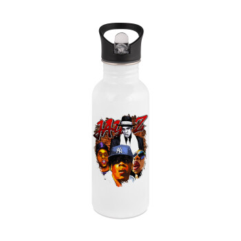 JAY-Z, White water bottle with straw, stainless steel 600ml