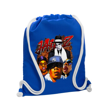 JAY-Z, Τσάντα πλάτης πουγκί GYMBAG Μπλε, με τσέπη (40x48cm) & χονδρά κορδόνια