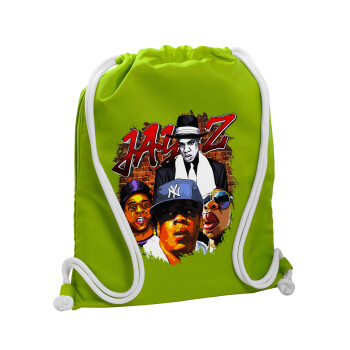 JAY-Z, Τσάντα πλάτης πουγκί GYMBAG LIME GREEN, με τσέπη (40x48cm) & χονδρά κορδόνια