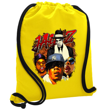 JAY-Z, Τσάντα πλάτης πουγκί GYMBAG Κίτρινη, με τσέπη (40x48cm) & χονδρά κορδόνια