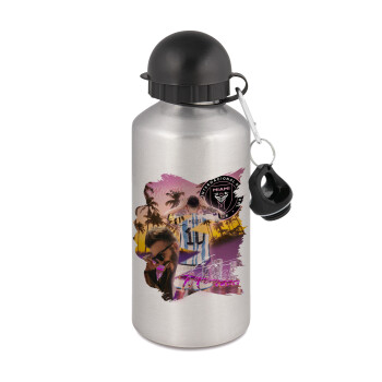 Lionel Messi Miami, Μεταλλικό παγούρι νερού, Ασημένιο, αλουμινίου 500ml