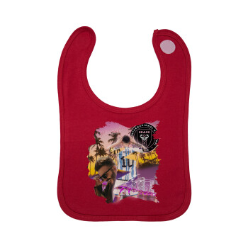 Lionel Messi Miami, Σαλιάρα με Σκρατς Κόκκινη 100% Organic Cotton (0-18 months)