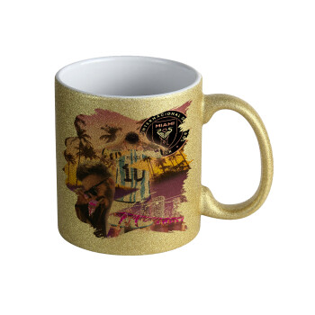 Lionel Messi Miami, Κούπα Χρυσή Glitter που γυαλίζει, κεραμική, 330ml