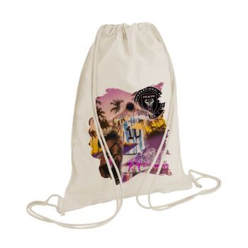 Lionel Messi Miami, Backpack bag GYMBAG natural (28x40cm)