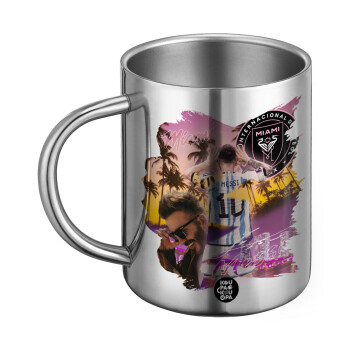 Lionel Messi Miami, Ανοξείδωτη Μεταλλική Κούπα 450ml - Διπλού Τοιχώματος
