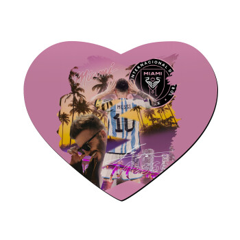 Lionel Messi Miami, Mousepad heart 23x20cm