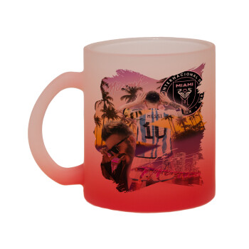 Lionel Messi Miami, Κούπα γυάλινη δίχρωμη με βάση το κόκκινο ματ, 330ml